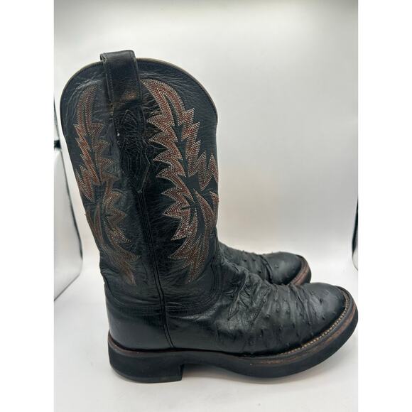 Lucchese 2000 Full Quill Ostrich Black Men’s 7.5  Western Boots Square toe main image 8